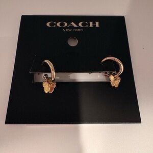 COACH  Mini Gold Butterfly Hoop Earrings
